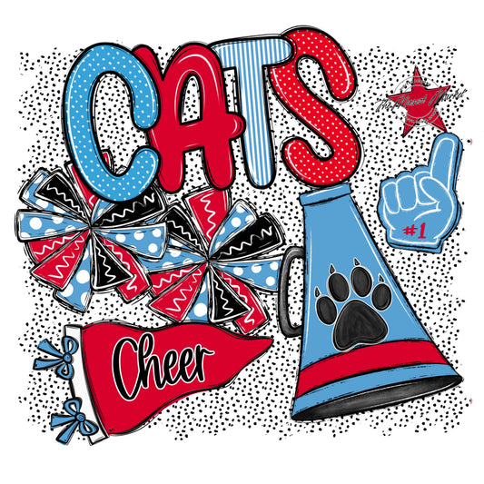 Cats Cheer Spirit-Carolina Blue & Red