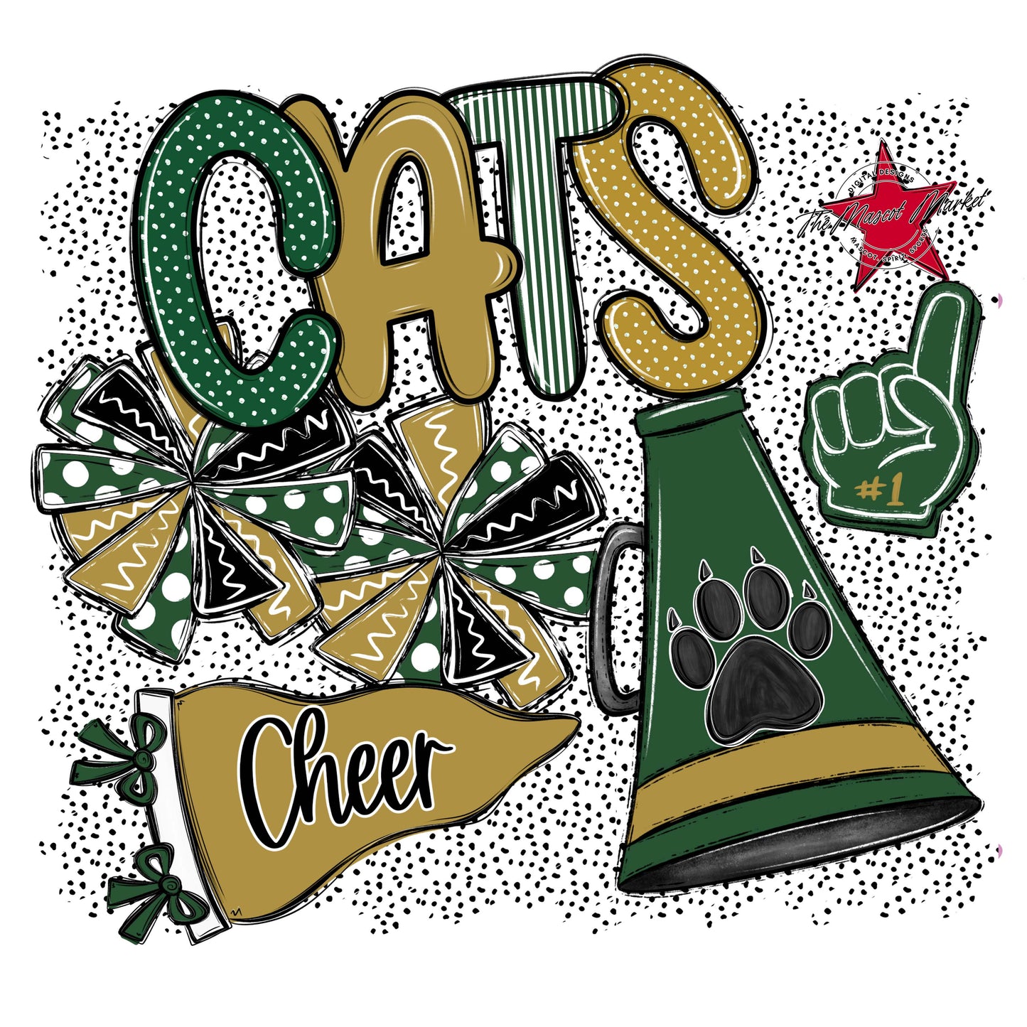 Cats Cheer Spirit-Green & Gold