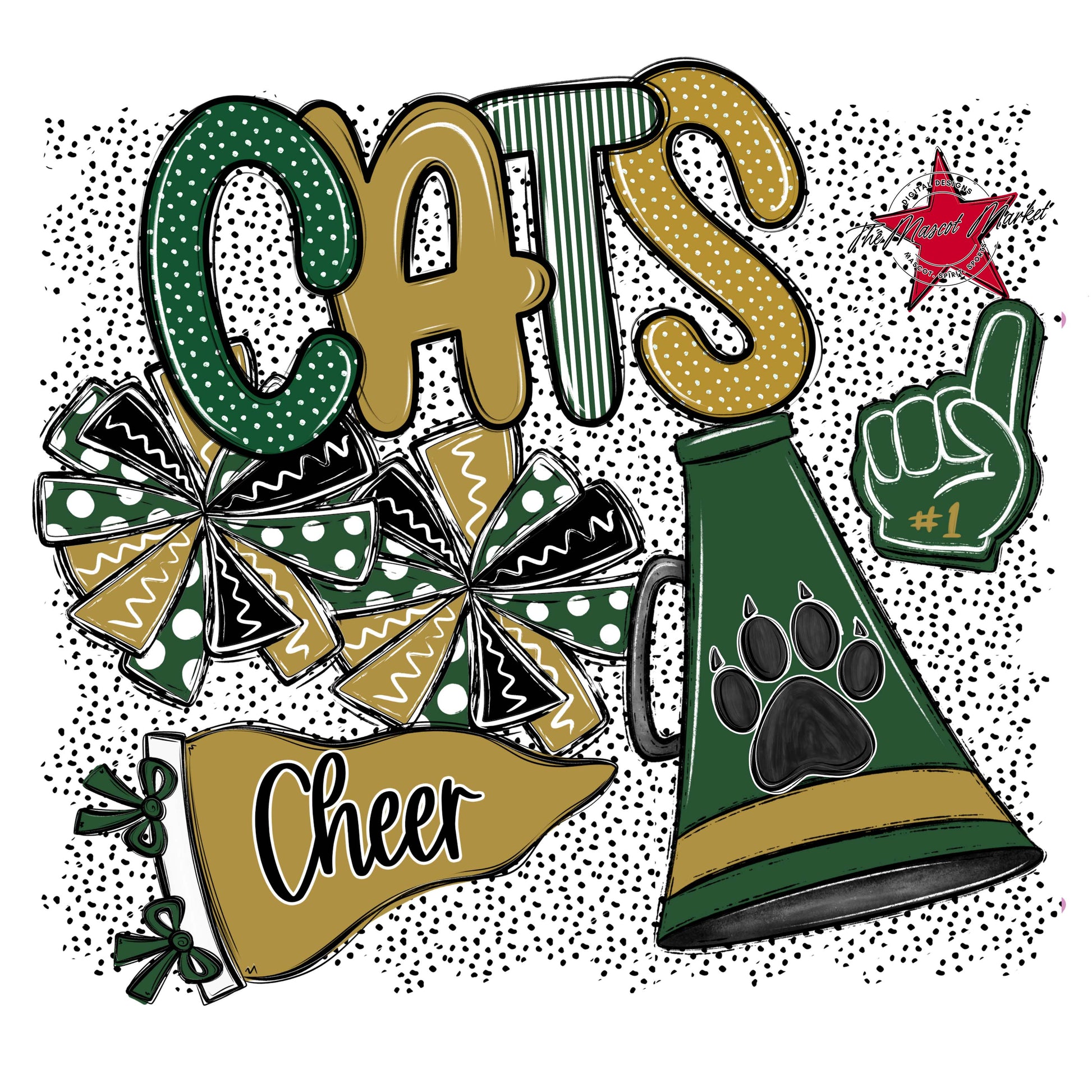 Cats Cheer Spirit-Green & Gold