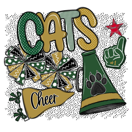Cats Cheer Spirit-Green & Gold