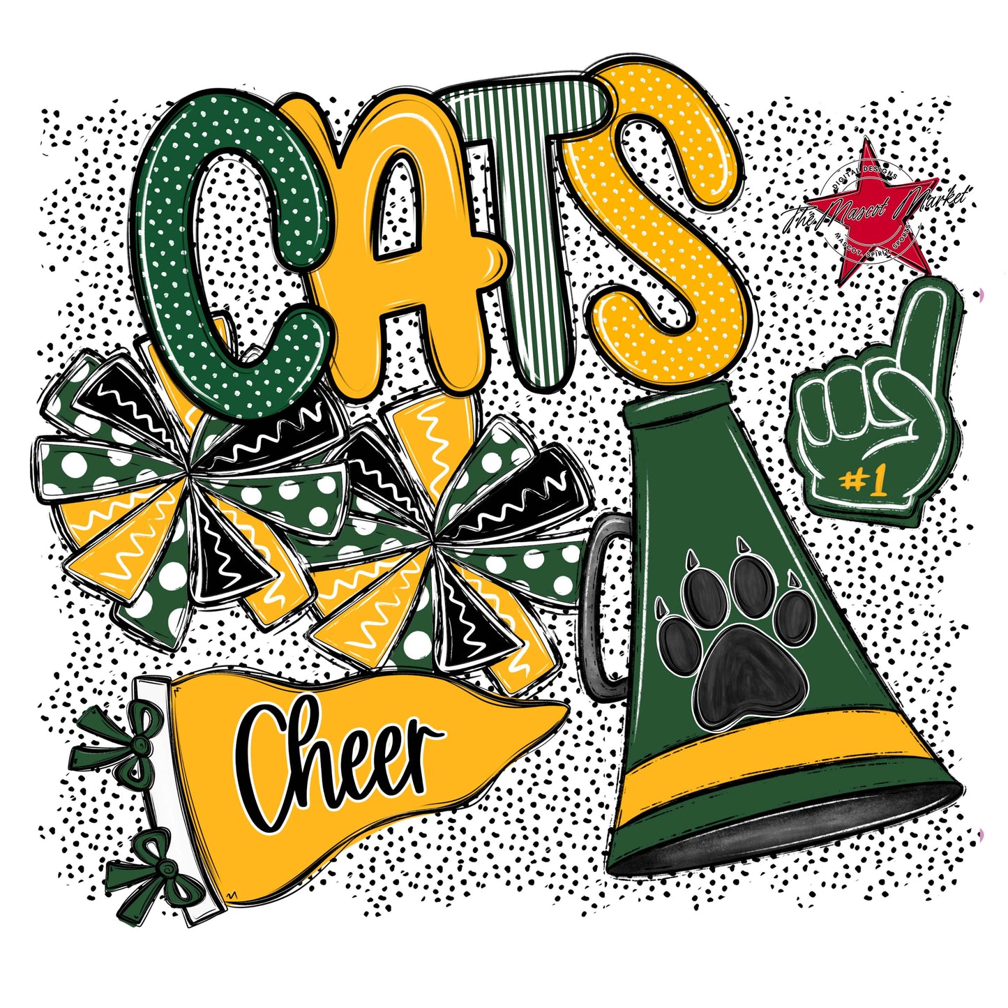 Cats Cheer Spirit-Green & Yellow