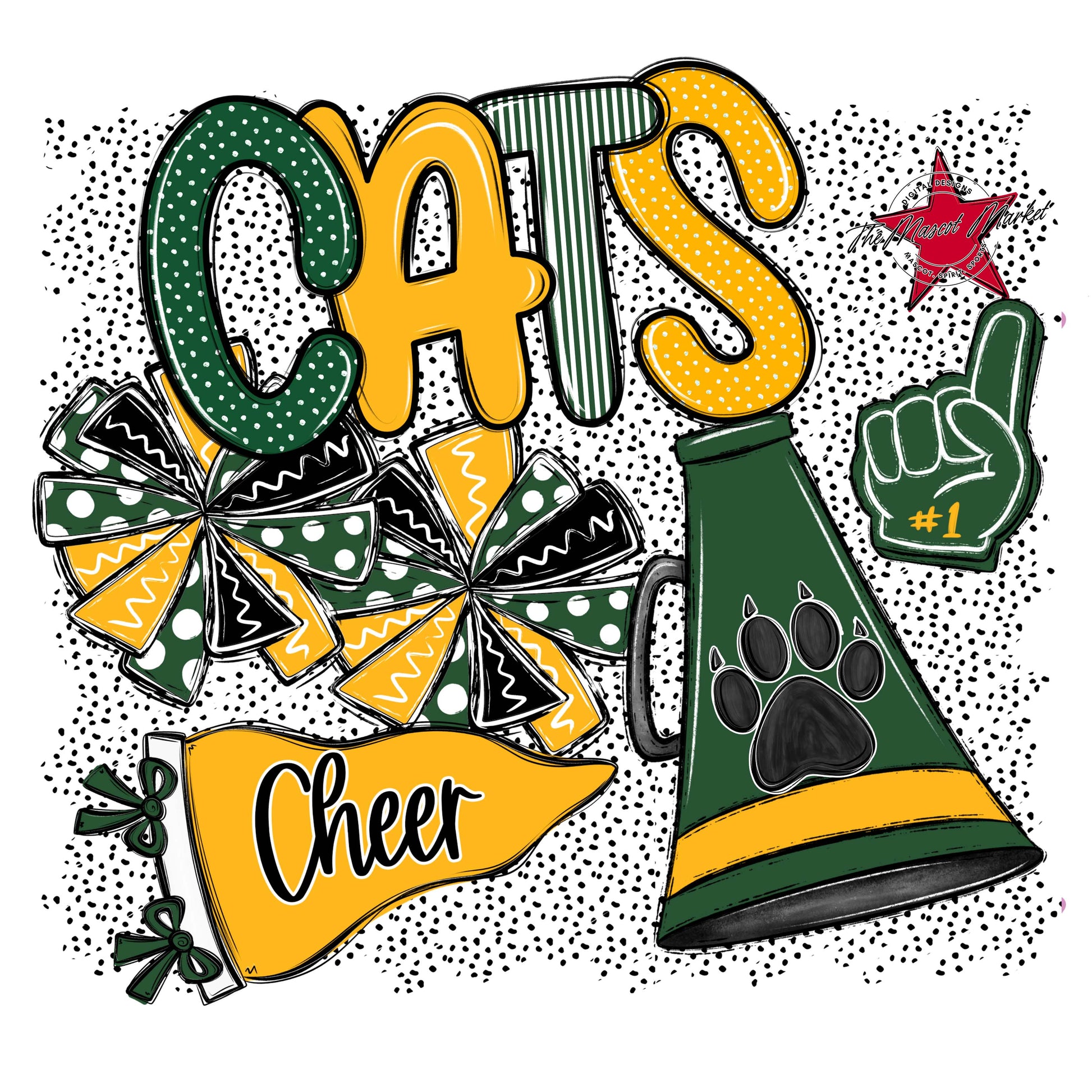 Cats Cheer Spirit-Green & Yellow