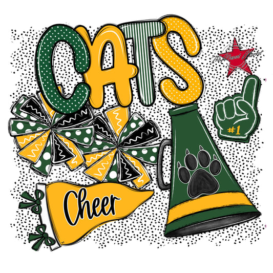 Cats Cheer Spirit-Green & Yellow