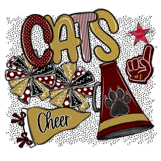 Cats Cheer Spirit-Maroon & Gold