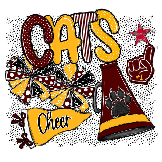 Cats Cheer Spirit-Maroon & Yellow