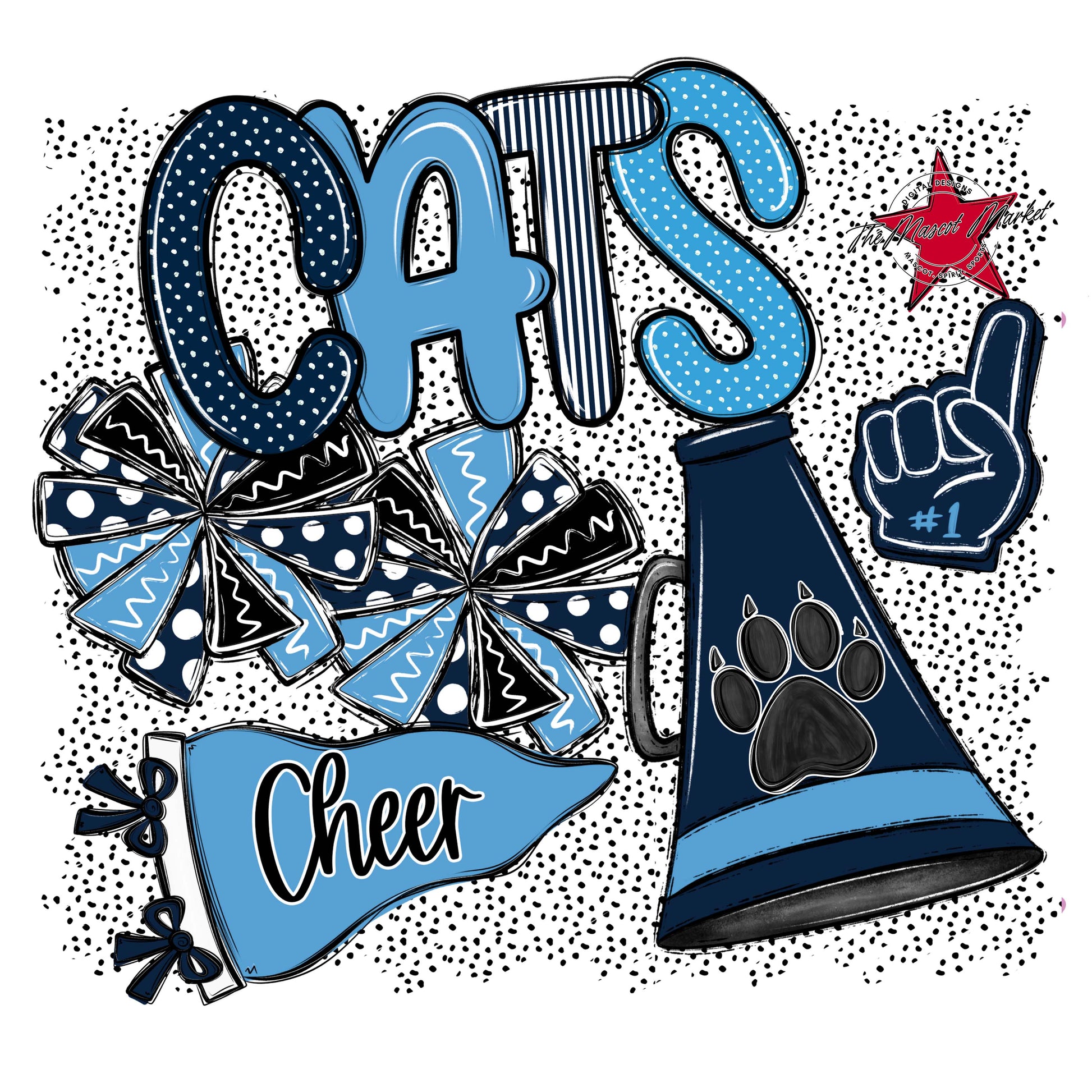 Cats Cheer Spirit-Navy & Carolina Blue