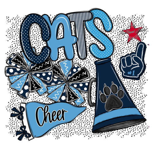 Cats Cheer Spirit-Navy & Carolina Blue