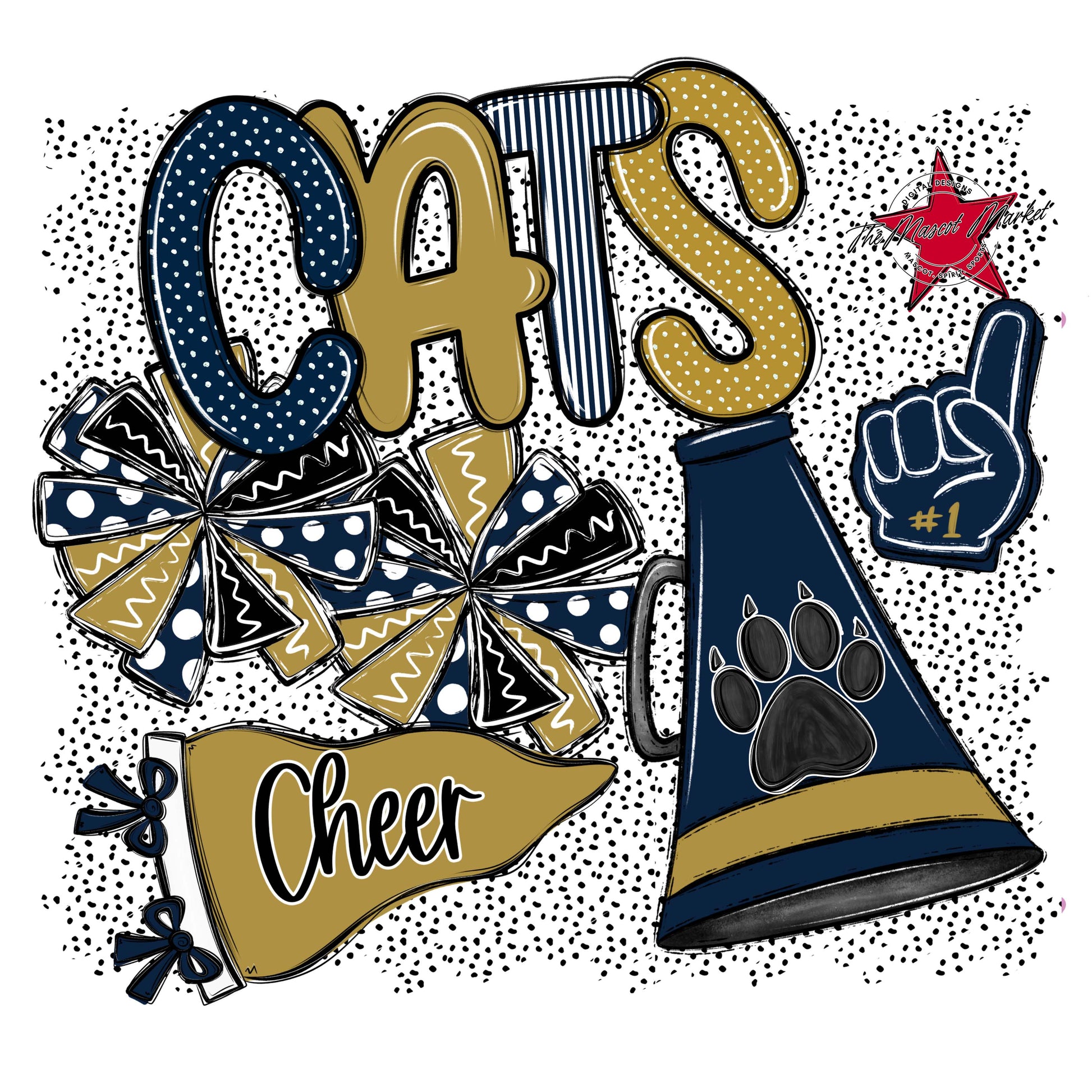 Cats Cheer Spirit-Navy & Gold