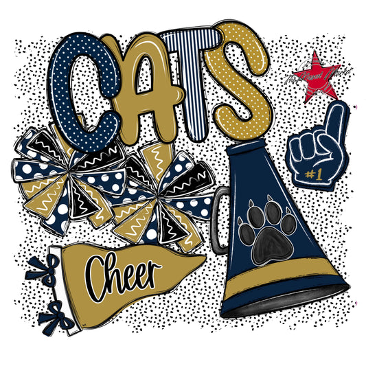 Cats Cheer Spirit-Navy & Gold