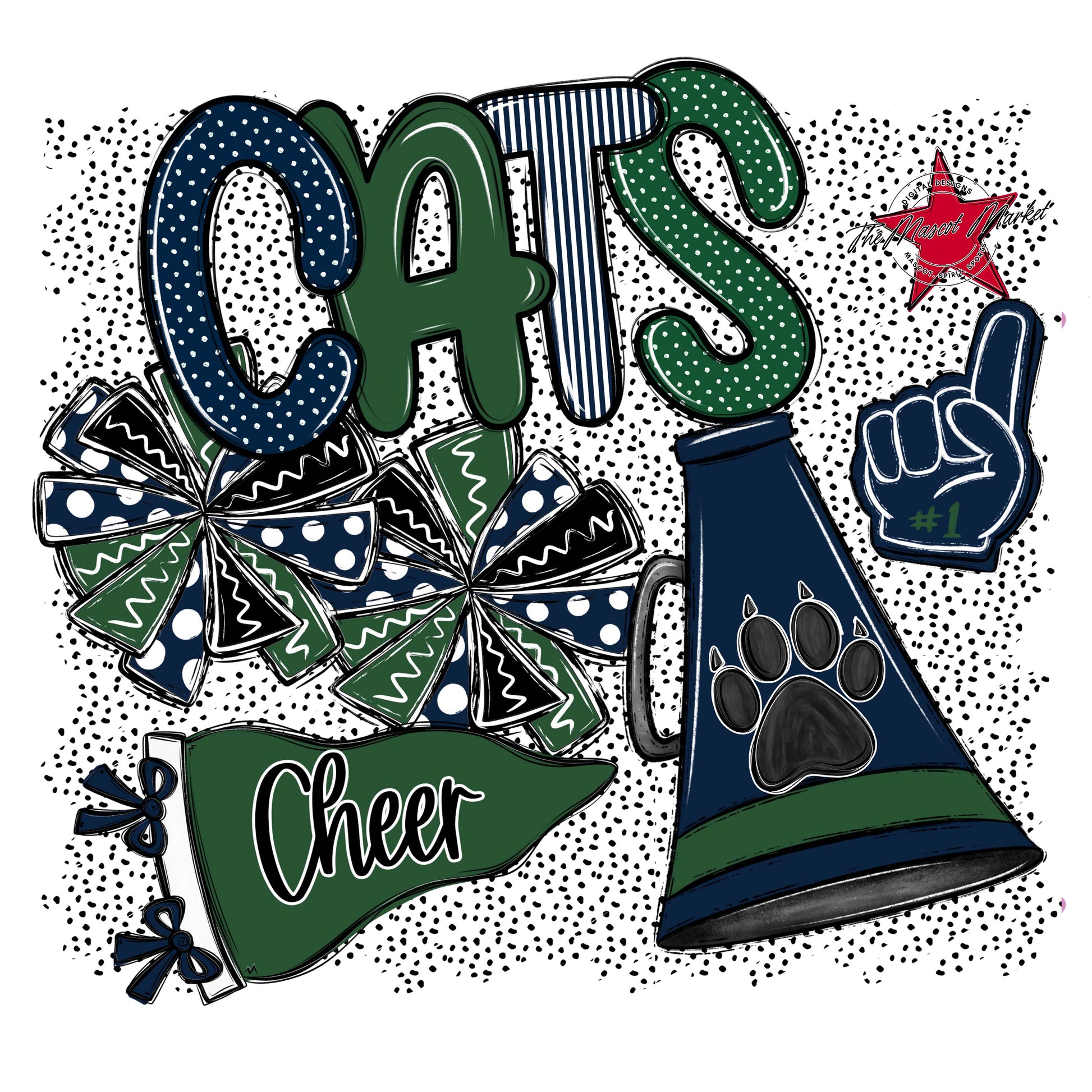 Cats Cheer Spirit-Navy & Green