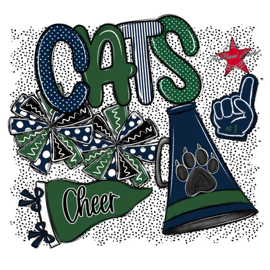 Cats Cheer Spirit-Navy & Green