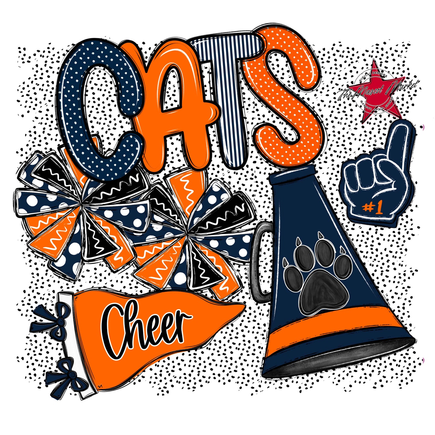 Cats Cheer Spirit-Navy & Orange