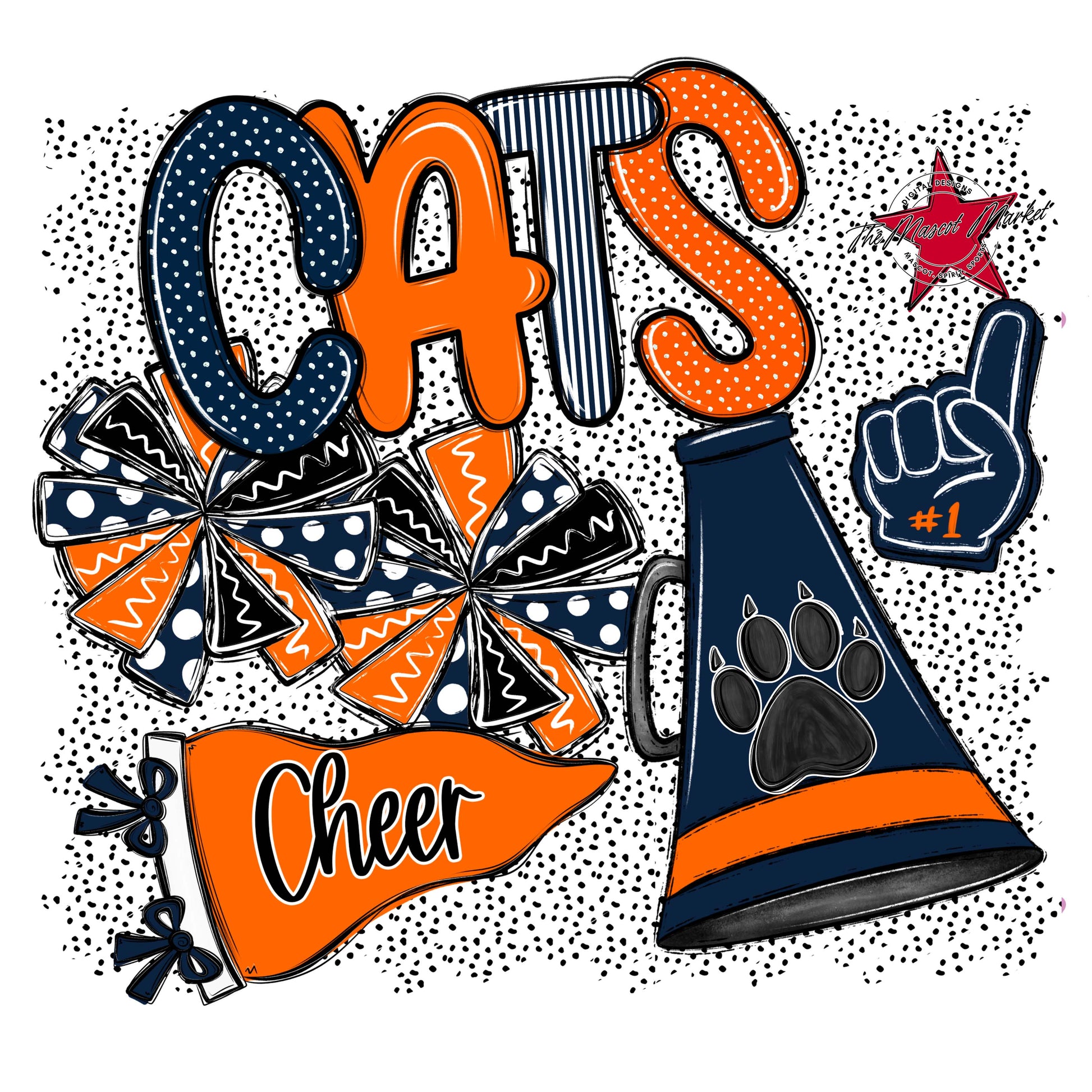 Cats Cheer Spirit-Navy & Orange