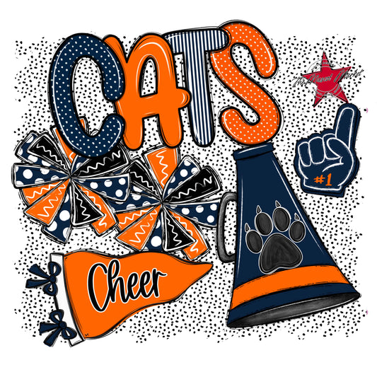 Cats Cheer Spirit-Navy & Orange