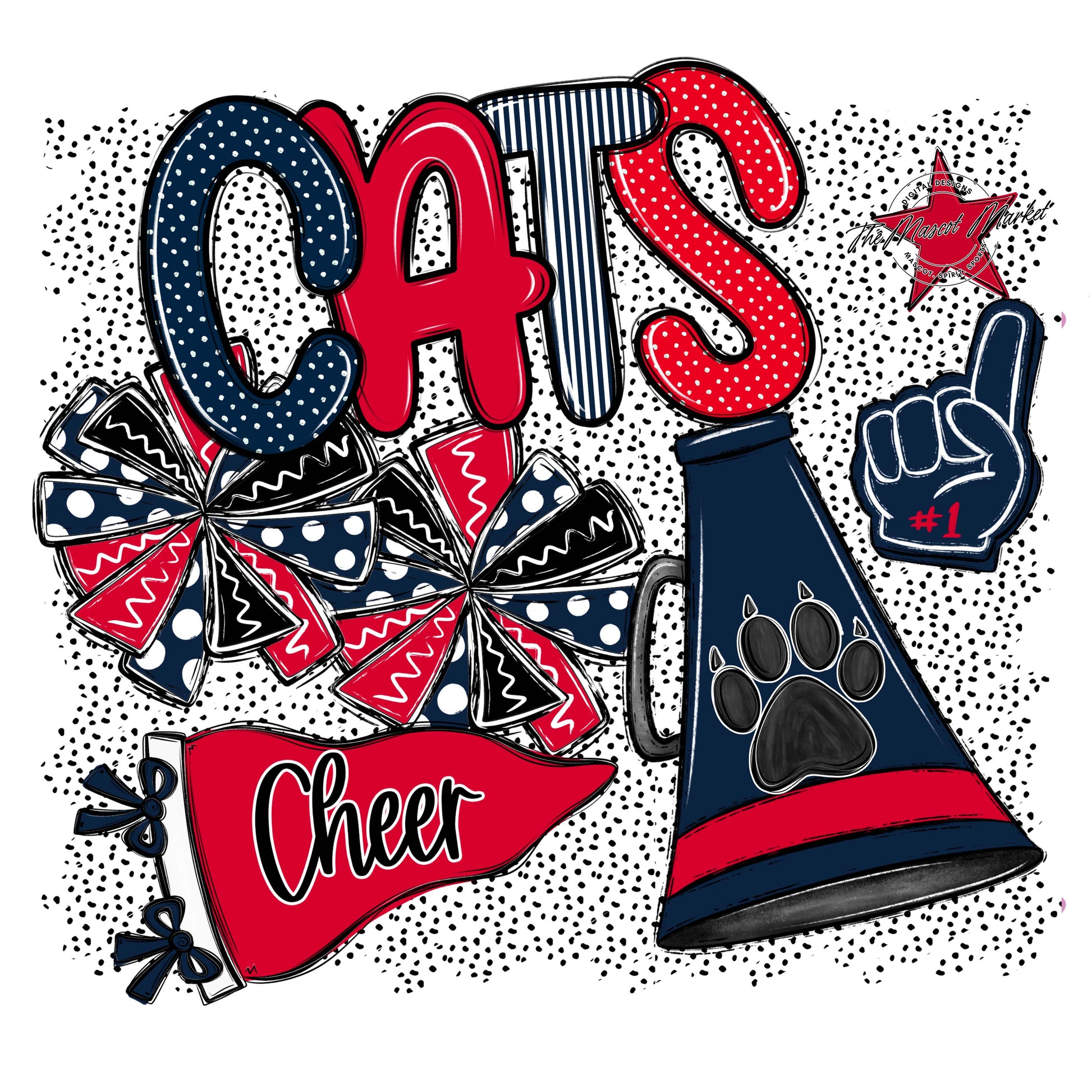 Cats Cheer Spirit-Navy & Red