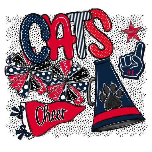 Cats Cheer Spirit-Navy & Red