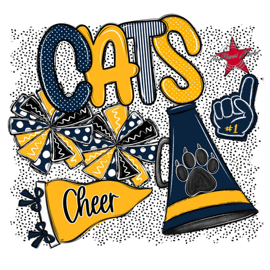 Cats Cheer Spirit-Navy & Yellow