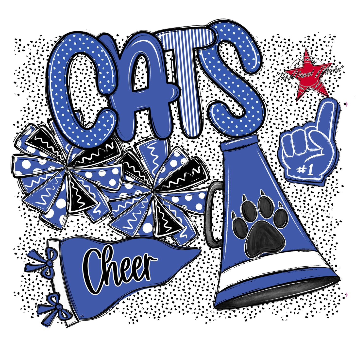 Cats Cheer Spirit-Off Blue