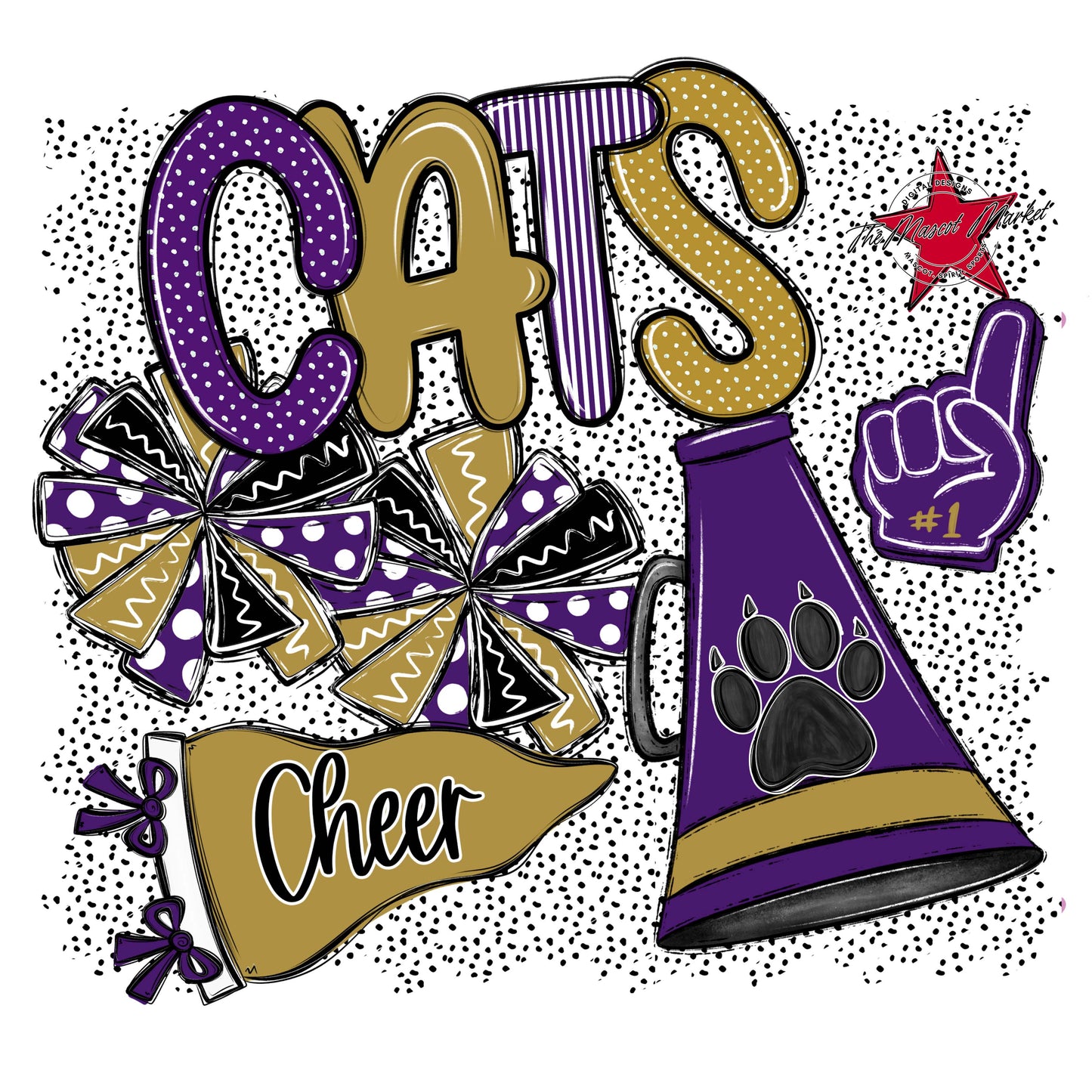 Cats Cheer Spirit-Purple & Gold