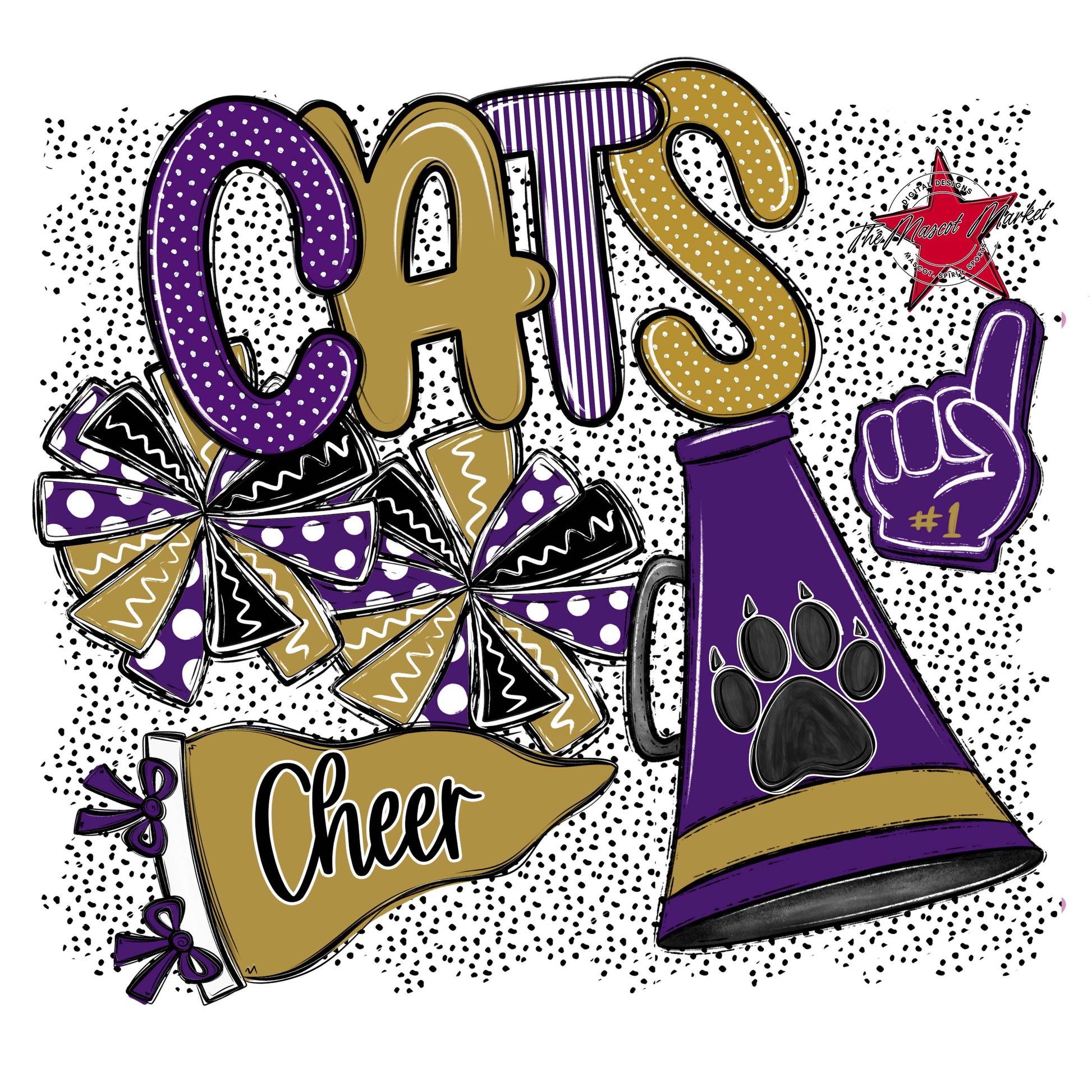 Cats Cheer Spirit-Purple & Gold