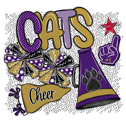 Cats Cheer Spirit-Purple & Gold