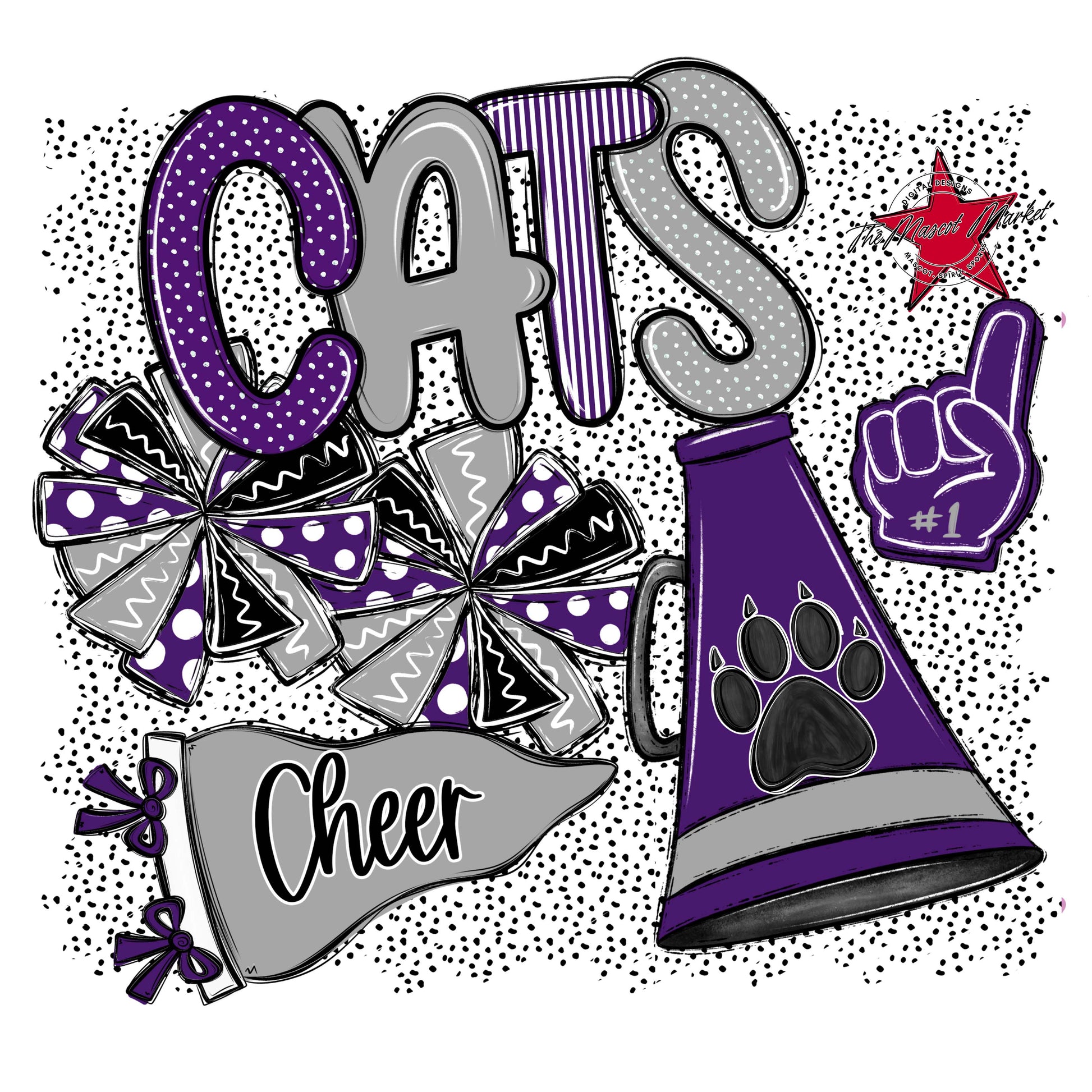Cats Cheer Spirit-Purple & Grey