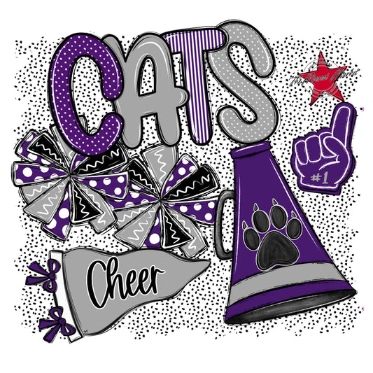 Cats Cheer Spirit-Purple & Grey