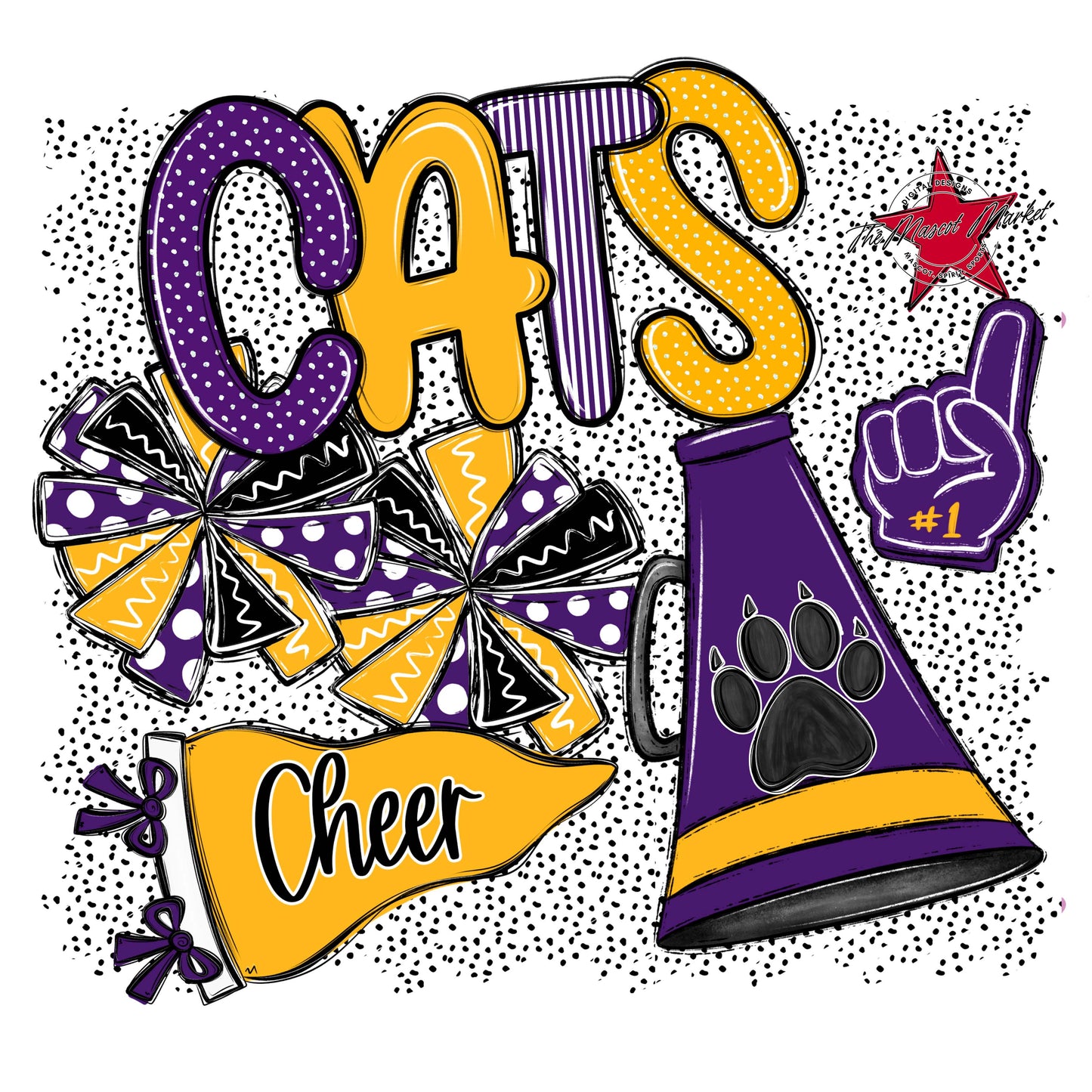 Cats Cheer Spirit-Purple & Yellow