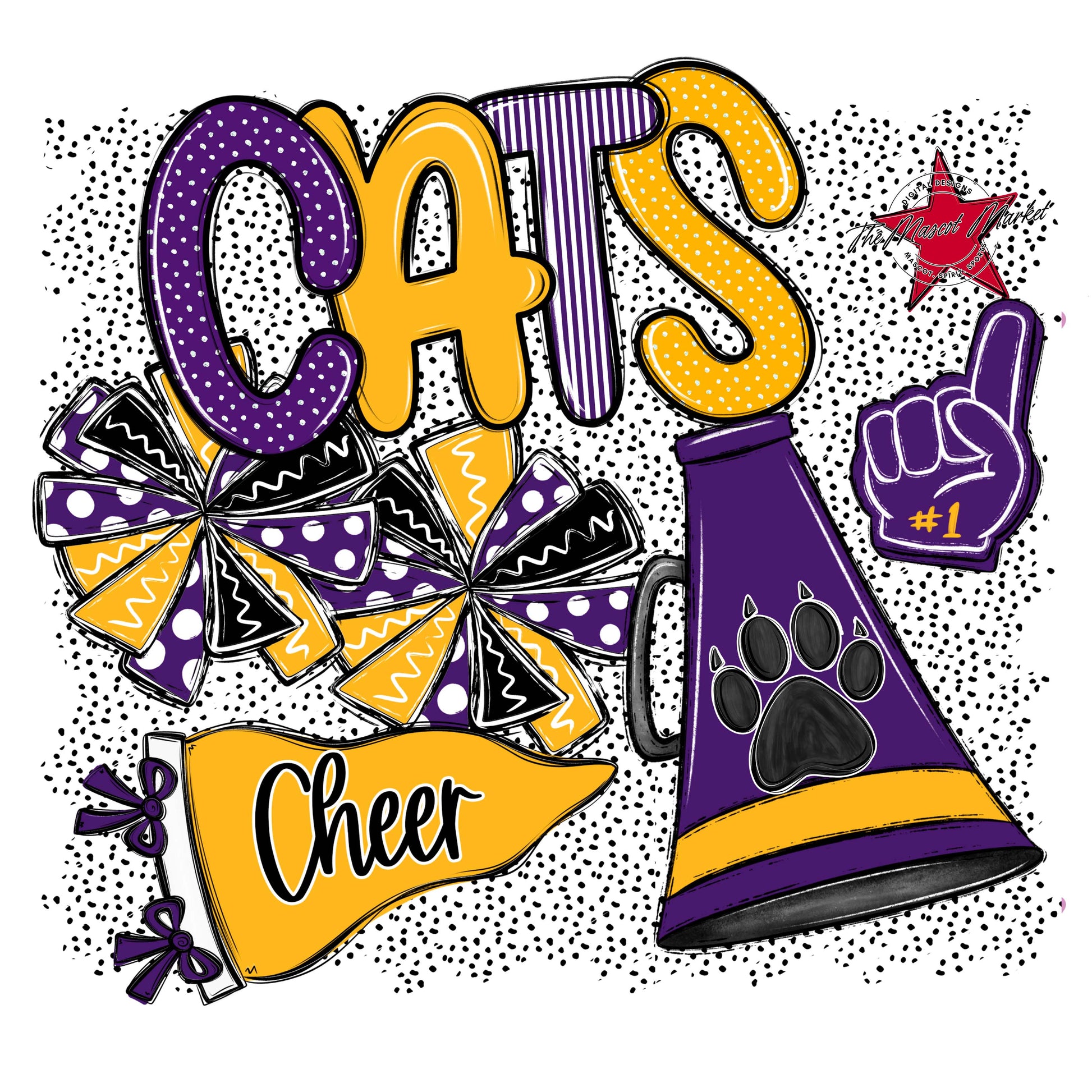 Cats Cheer Spirit-Purple & Yellow