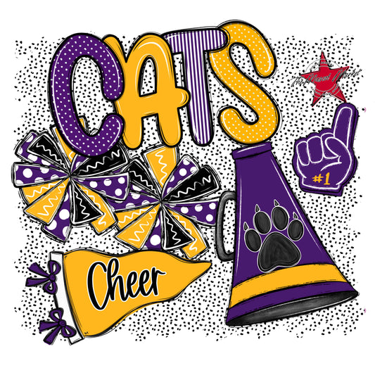 Cats Cheer Spirit-Purple & Yellow