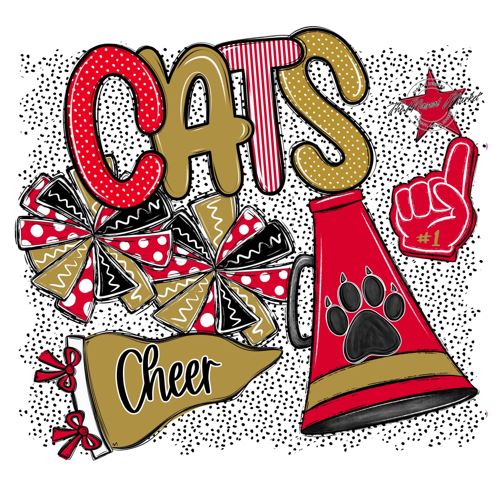Cats Cheer Spirit-Red & Gold