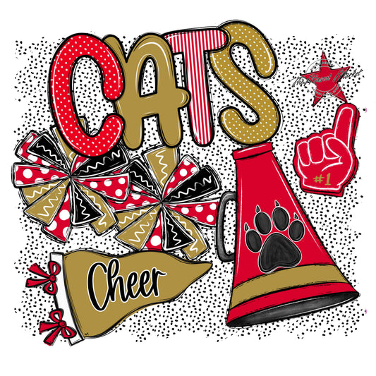 Cats Cheer Spirit-Red & Gold
