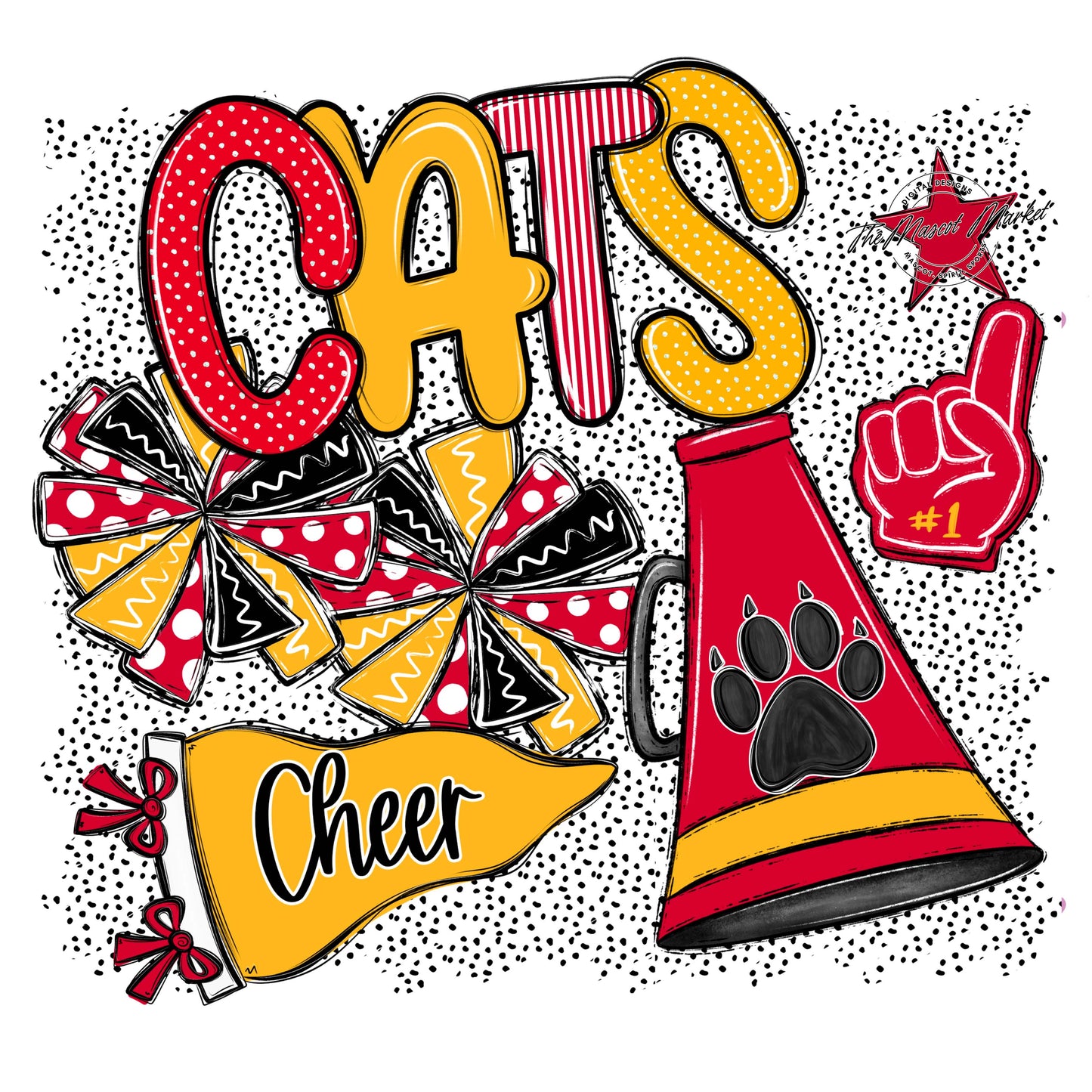 Cats Cheer Spirit-Red & Yellow