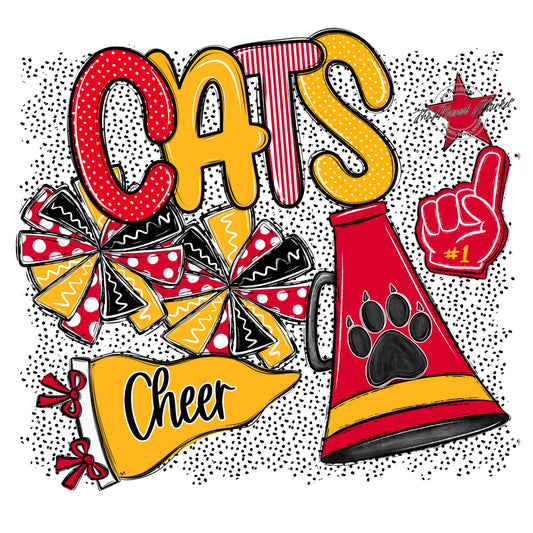 Cats Cheer Spirit-Red & Yellow
