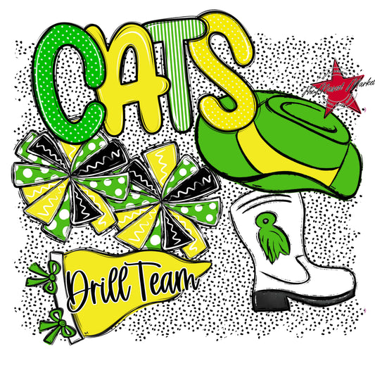 Cats Drillteam Spirit-Bright Green & Bright Yellow