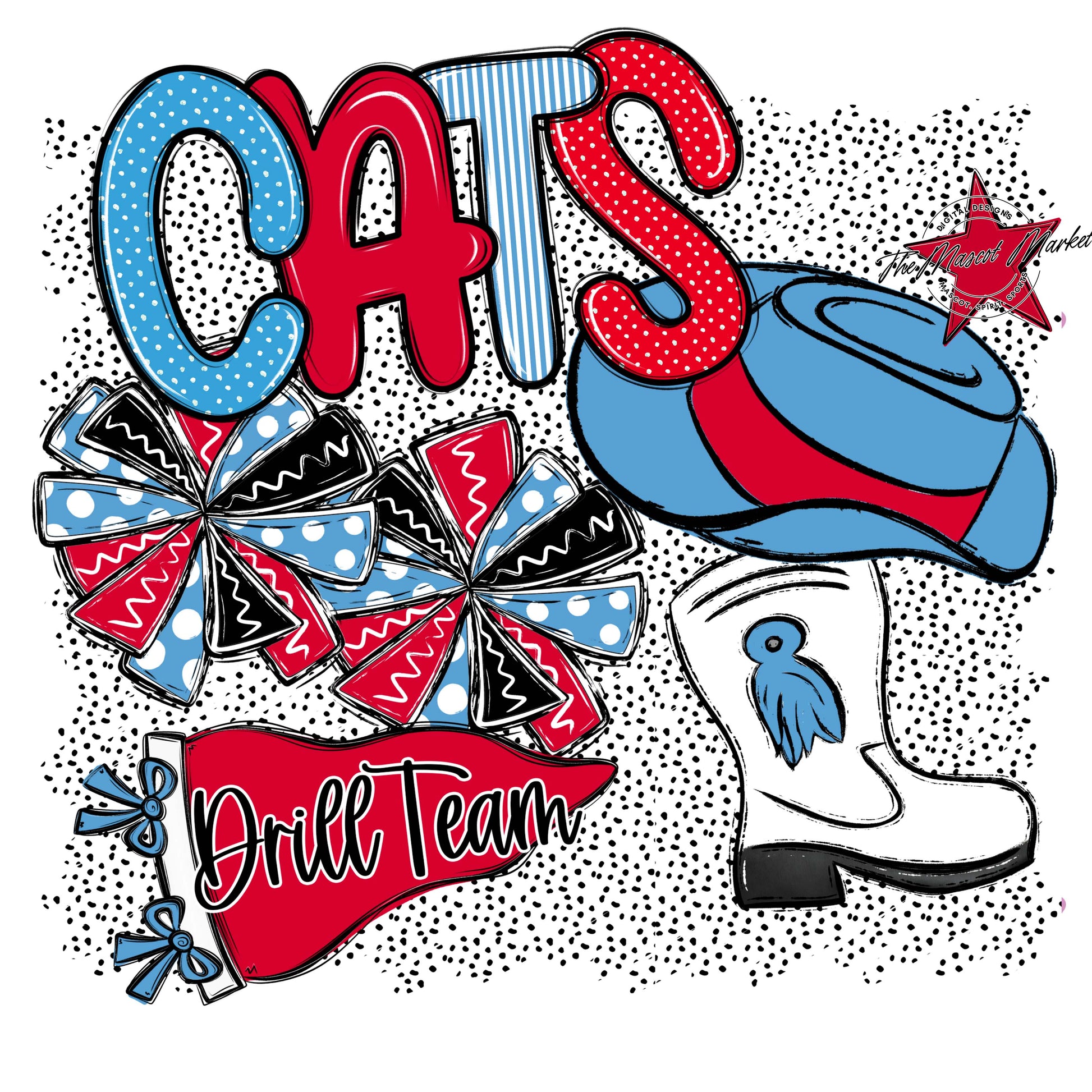 Cats Drillteam Spirit-Carolina Blue & Red