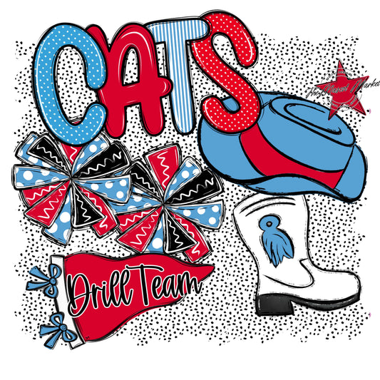 Cats Drillteam Spirit-Carolina Blue & Red