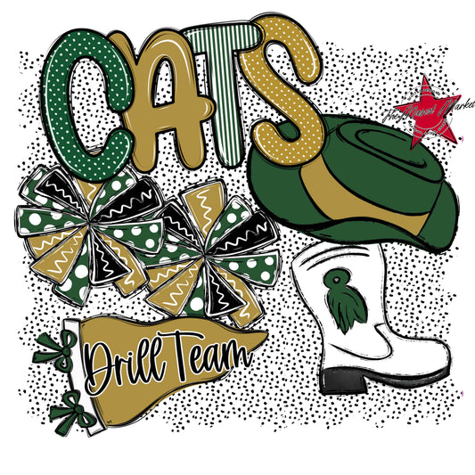 Cats Drillteam Spirit-Green & Gold