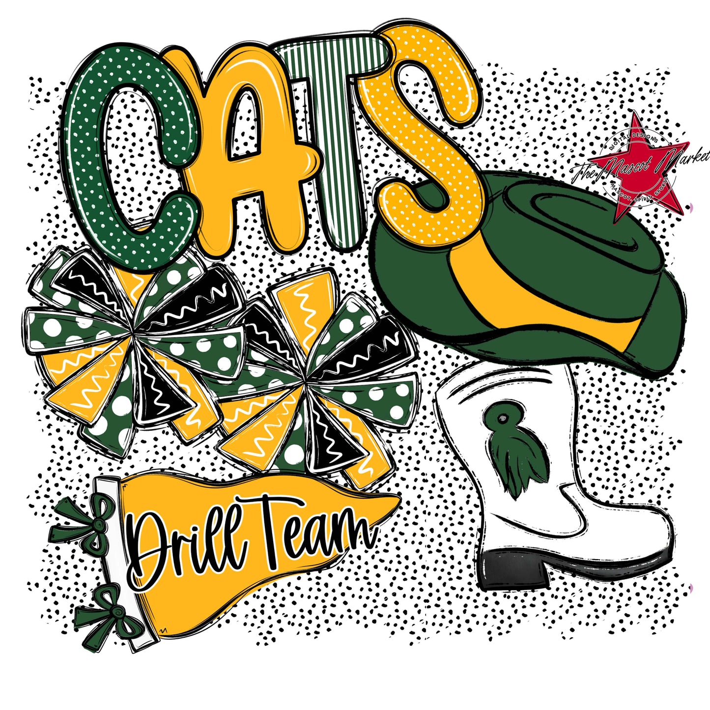 Cats Drillteam Spirit-Green & Yellow