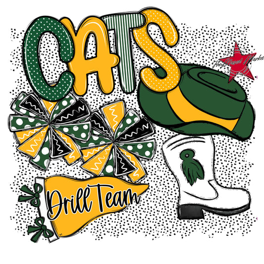 Cats Drillteam Spirit-Green & Yellow