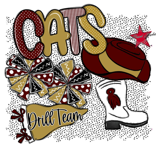 Cats Drillteam Spirit-Maroon & Gold