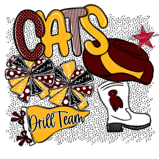 Cats Drillteam Spirit-Maroon & Yellow