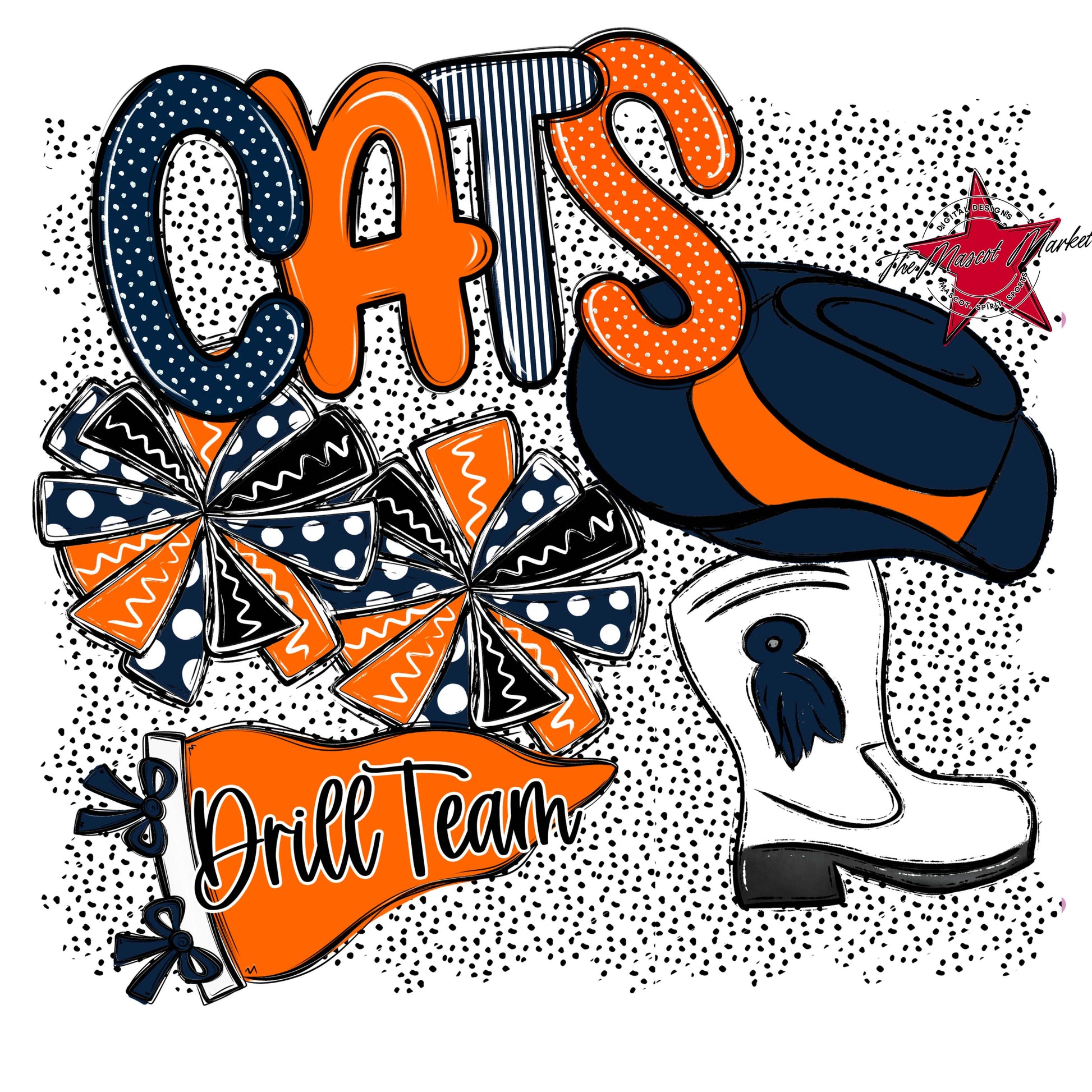 Cats Drillteam Spirit-Navy & Orange