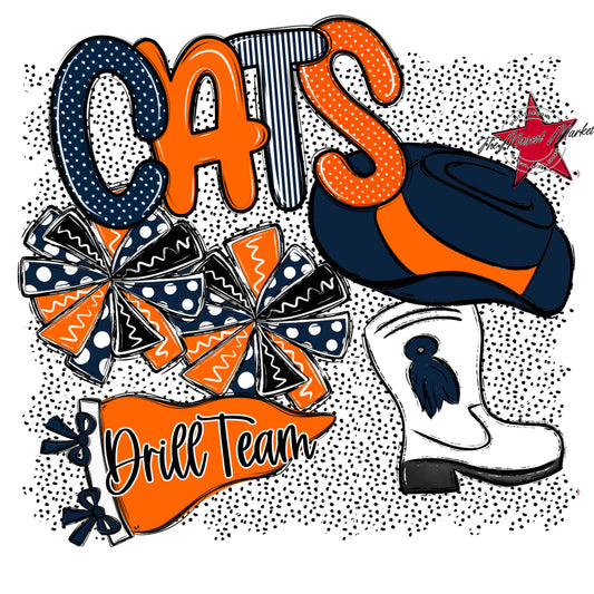 Cats Drillteam Spirit-Navy & Orange
