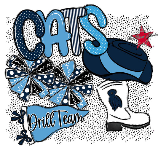 Cats Drillteam Spirit-Navy & Carolina Blue