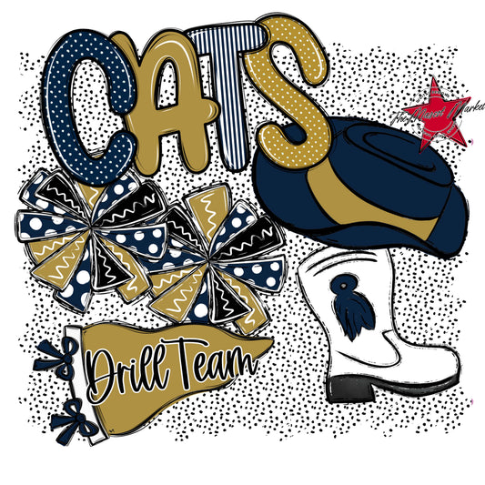 Cats Drillteam Spirit-Navy & Gold
