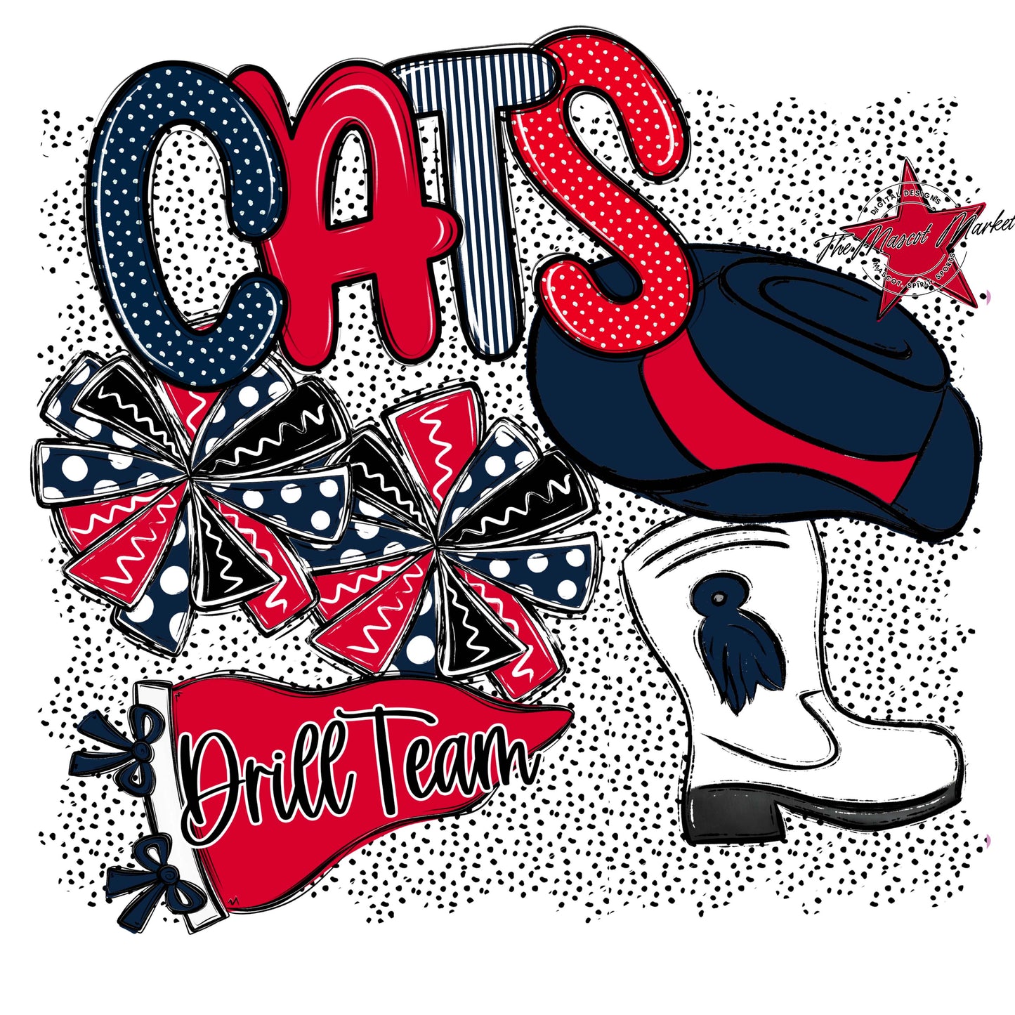 Cats Drillteam Spirit-Navy & Red