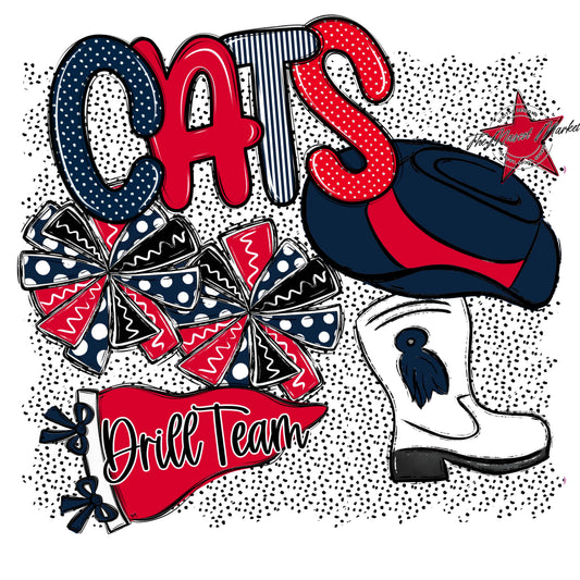 Cats Drillteam Spirit-Navy & Red