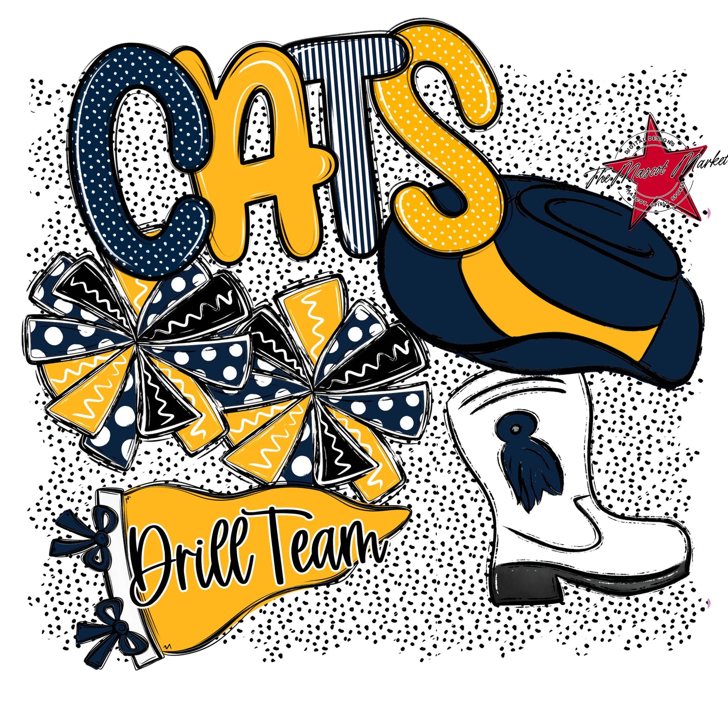 Cats Drillteam Spirit-Navy & Yellow