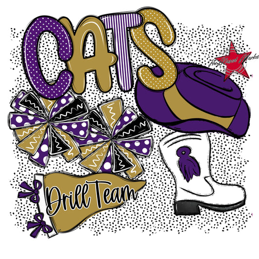 Cats Drillteam Spirit-Purple & Gold